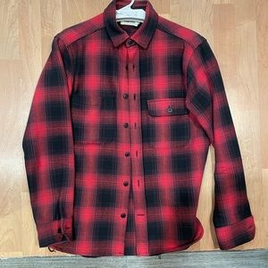 Taylor stitch Utility Moto Shirt / Buffalo Red plaid knit flannel